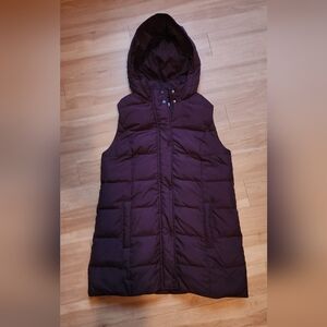 J. Jill Long Down Puffer Vest Purple, Women's Size Small